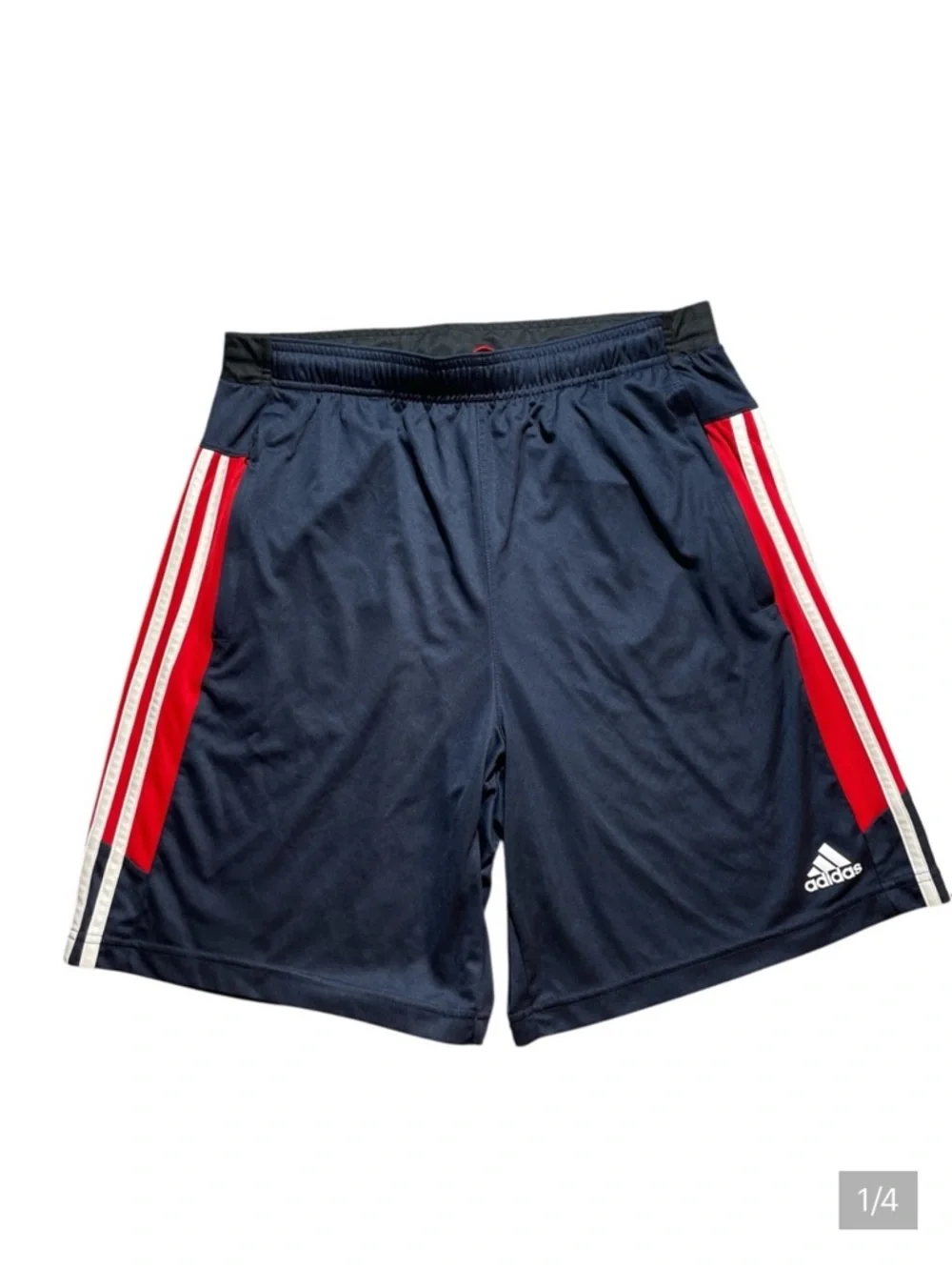 H8- Adidas Men's Shorts w/ Red & White Stripes Large Prime green aero ready